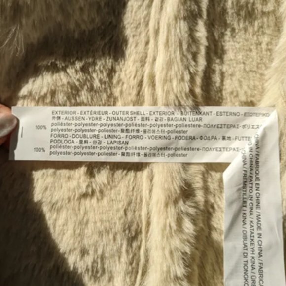 Faux fur beige/cream moto jacket Stradivarius - NEW - Picture 6 of 7